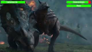 T Rex Vs Carnotaurus But Health Bar Is Enabled Final Battle Scene Jurassic W [upl. by Nwahsaj]