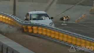 Rolling Barrier  Rolling Guardrail MASH TL3 Sedan Test [upl. by Nivaj820]