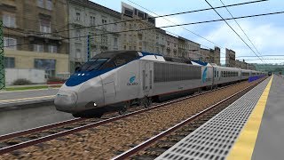 OpenBVE HD Amtrak 10 Car Acela Express Horn Show Footage Along the SellyePecs Line  150 MPH [upl. by Moynahan]