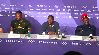 Noah Lyles Wins Olympic 100m Gold Medal For USA Press Conference [upl. by Lamarre256]