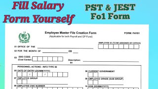 FO1 Form For Salary of New Employee How to fill FO1 Form  JEST  PST [upl. by Les]