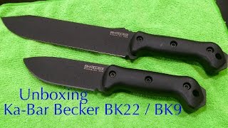 Unboxing  KaBar Becker BK22 amp BK9 Survival Knife [upl. by Yreffej]