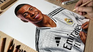 Drawing Kylian Mbappé Real Madrid • Time Lapse [upl. by Yrmac]