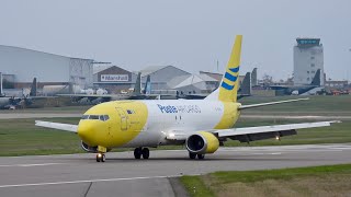 Canary yellow white and blue  Poste Air Cargo Boeing 737490SF EIGHC at Cambridge [upl. by Alra]