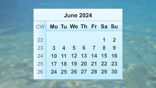 June 2024 Calendar [upl. by Aidnahs]