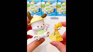 Kawaii Sanrio Pochacco Blind Box Holiday Beach Series Mysterious Surprise Box Guess Bag Figure Anime [upl. by Ojybbob]