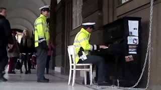 Yiruma  River Flows In You  street piano Prague  song performed by Czech police [upl. by Crissy]