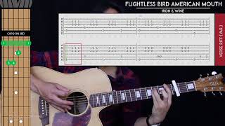 Flightless Bird American Mouth Guitar Cover Acoustic  Iron amp Wine 🎸 Tabs  Chords [upl. by Sirak218]