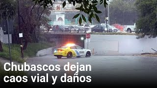 Chubascos dejan caos vial y daños  Monterrey [upl. by Solohcin134]