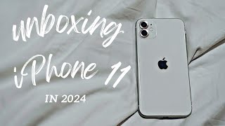 ＊✿❀ Unboxing iPhone 11 white in 2024 ❀✿＊ [upl. by Royd]