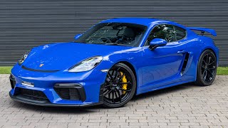 2023 Porsche 718 Cayman GT4  PTS Nogaro Blue Metallic  Walkaround  Engine amp Exhaust Sound [upl. by Legna]