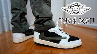 TRAVIS SCOTT JORDAN 1 LOW OLIVE REVIEW amp ON FEET  END OF AN ERA LAST ONE [upl. by Enialehs616]