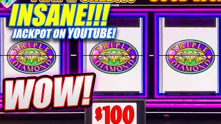 INSANE JACKPOT WINS ON TRIPLE DIAMOND SLOT MACHINE IN HIGH LIMIT ★ [upl. by Zolnay]