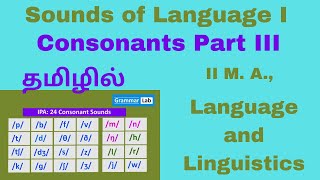 Sounds of Language  Consonants III Explanation in Tamil Affricates Approximants Transcriptions [upl. by Proffitt]