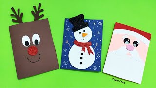 Tarjetas Navideñas fáciles de hacer  Rodolfo Muñeco de Nieve y Santa Claus [upl. by Houghton]