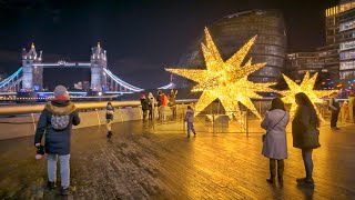 London Bridge Christmas Market Walk Tour ✨ Winter by the River to Tower Bridge ✨ 4K HDR [upl. by Grosmark]