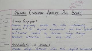 Handwritten notes of Human Geography Nature and Scope class 12 [upl. by Aseneg]