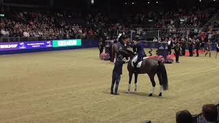 Olympia Winners Ceremony 2018 Charlottes Horse Is Having None Of It 😀 [upl. by Marella]