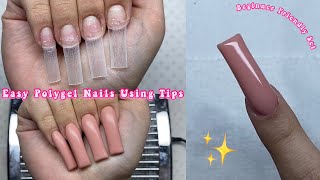 SUPER EASY POLYGEL NAIL SET USING TIPS  MADAM GLAM GEL POLISH  Nail Tutorial for Beginners [upl. by Saba]