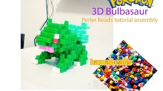 3D perler hama beads beadsprite Bulbasaur Pokemon tutorial assembly [upl. by Nevaj]