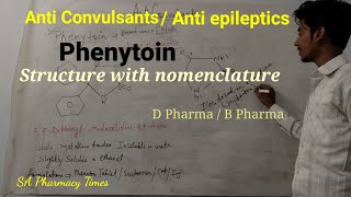 Anti Convulsants  Phenytoin structure with nomenclature  Anti epileptic drug  Pharma  Phenytoin [upl. by Hulbig]