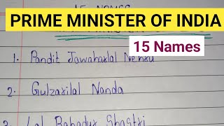 Prime Minister Of India 15 Names of Prime Minister Name of Prime Minister  Prime Minister ke naam [upl. by Nwahsar485]