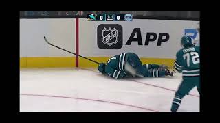 Macklin Celebrini Injury Vs Utah Hockey Club 2024 [upl. by Mehetabel258]