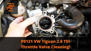 P0121 throttle position sensor implausible signal  VW Tiguan 20 TDi  throttle valve cleaning [upl. by Nylegna]