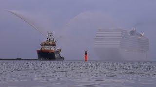 Exklusiv  Erstanlauf MSC Poesia  Rostock Warnemünde amp 3 fach Anlauf [upl. by Pedrick929]