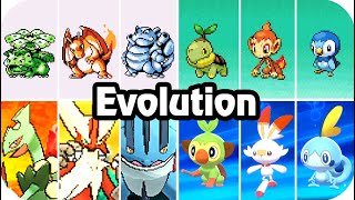 Pokémon Game  Evolution of Starter Evolution Animations Side by Side [upl. by Hurwitz]