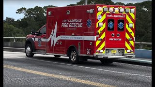 Fort Lauderdale Fire Rescue  Rescue 247 R247 Transporting Broward Health  Light and Sounds [upl. by Sleinad709]