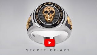 Masonic Ring Freemason Mason Masonry jewelry Virtus silver 925 ring skull all seeing eye goldplated [upl. by Ahsinrat]