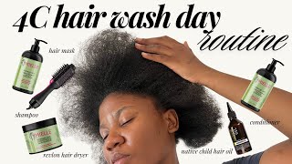 My 4C Hair Wash Day Routine  shampooing  conditioning  masking etc [upl. by Annirok670]