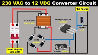 230 VAC to Pure 12 VDC Converter using Transformer diode amp Capacitor ElectricalTechnician [upl. by Langham]