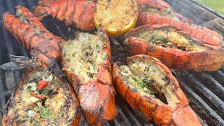 Herb Butter Lobster Tails On The Grill  Grilled Lobster [upl. by Runck933]