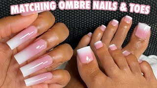 Matching Ombré Nails amp Toes  Acrylic Toes Dupe  Amazon Nail Finds ft Novo Ovo  Pre Apex Nails [upl. by Hitt]