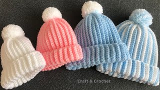 Easy amp fast crochet baby hatcrochet beaniecrochet for beginners [upl. by Ulphia]