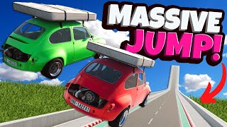 Jumping Flying Cars Off the BIGGEST RAMP in BeamNG Drive Mods Multiplayer [upl. by Blackman]