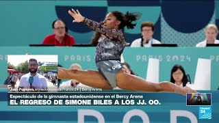 Informe desde París la gimnasta estadounidense Simone Biles inicia con pie derecho en París 2024 [upl. by Lipsey400]