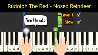 Rudolph The Red  Nosed Reindeer  piano both hands  Level 1 [upl. by Ruffi]