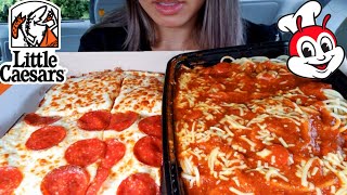 ASMR EATING LITTLE CAESARS PIZZA JOLLIBEE CAR MUKBANG ITALIAN CHEESE BREAD REAL SOUND TWILIGHT SHOW [upl. by Morgan]