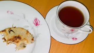 Bite 1  Coconut flatbread with sweet onion relish and plain tea  ASMR [upl. by Hays]