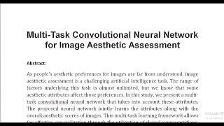 Multi Task Convolutional Neural Network for Image Aesthetic Assessment [upl. by Drais]