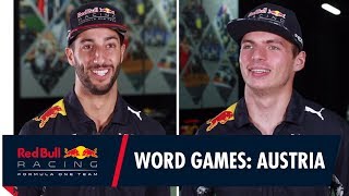 Lederhosen Apfelstrudel and Falco Daniel Ricciardo and Max Verstappen play Austrian Word games [upl. by Novak]