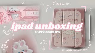 ipad pro 11”  128gb   accessories unboxing🐇🎀  aesthetic unboxing vlog [upl. by Odlareg540]