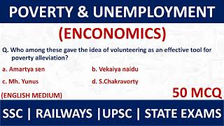 Poverty amp Unemployment MCQ  Economics MCQ  MCQ on Poverty amp Unemployment  Important for All Exams [upl. by Enelyad]