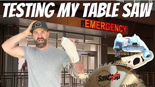 Finger Versus Table Saw  Testing SawStop Myths [upl. by Nauqyaj625]