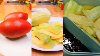 😱ASMR😋 Peeling and Cutting Mango Mangifera [upl. by Alaehcim]