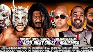 Torero Dreambreaker amp Lince Dorado vs Ricky Cruz Abbad amp Academico  Galli Lucha Libre 111923 [upl. by Dloreh]