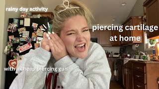 Piercing my cartilage with a 5 piercing gun Rainy Day Activities [upl. by Eiromem127]